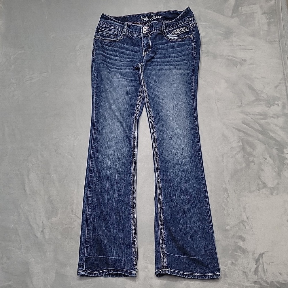 Ariya Jeans Womens 9/10 Faded Blue Bootcut Embroidered Flap Pocket Y2K Cowgirl